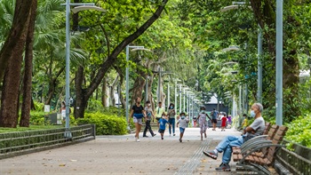 The seats are carefully positioned to create a designated area for people to sit, relax and recharge. Park benches allow people to pause and enjoy the pleasing aesthetics of the park landscape.